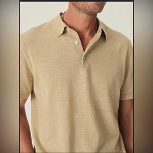 Buck Mason Pique Cotton/Linen blend Polo Shirt in Oatmeal color ,Large